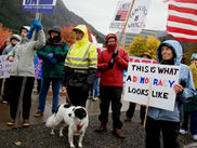 ‘No Kings’ activists in Juneau urge engagement before and after midterm elections, with early voting set to begin Monday