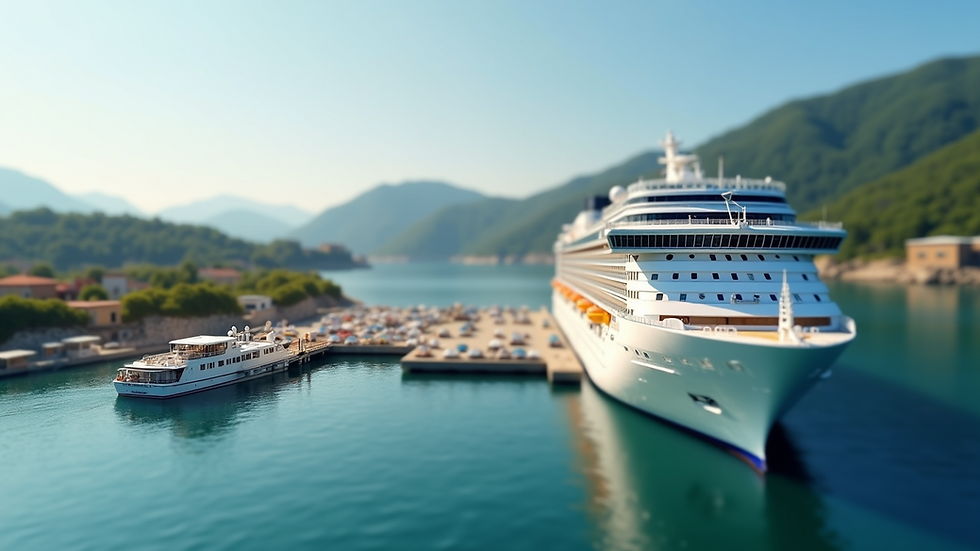 Eye-level view of a model representation of the Goldbelt Aaní cruise ship port
