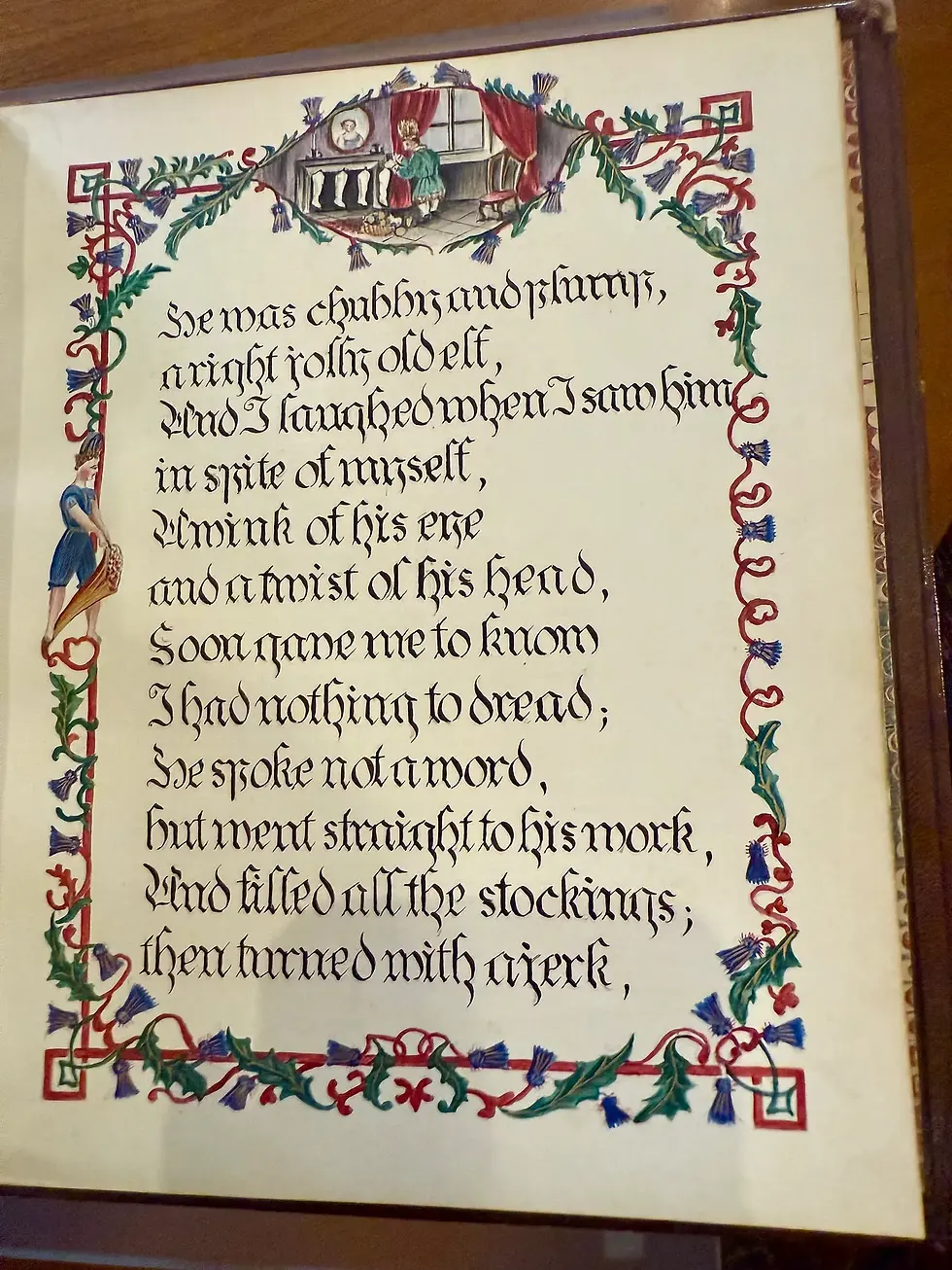 A page from the manuscript "A Visit from St. Nicholas" at the Morgan Library and Museum in New York City. (Photo by Katie Bausler)