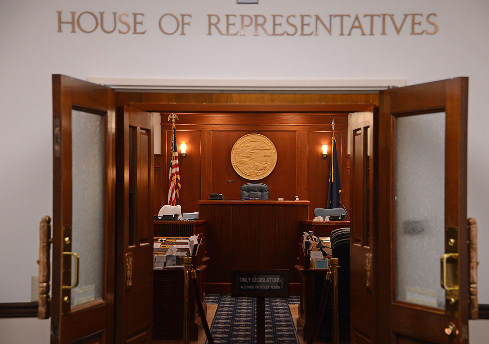 The House chambers are seen on Friday, May 13, 2022, at the Alaska State Capitol in Juneau, Alaska. (James Brooks/Alaska Beacon)