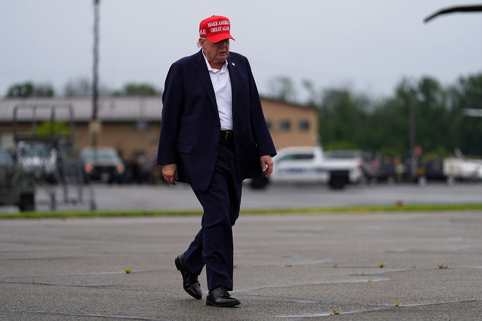 President Donald Trump walks to board Air Force One at Morristown Airport, Sunday, Aug. 16, 2026, in Morristown, N.J. (AP Photo/Julia Demaree Nikhinson)