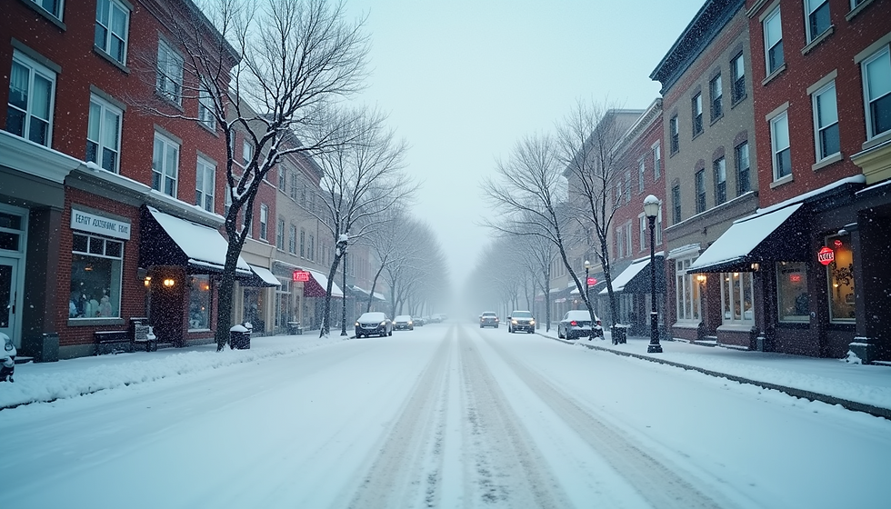 Al-generated photo and caption: "Downtown Juneau blanketed in record December snowfall."