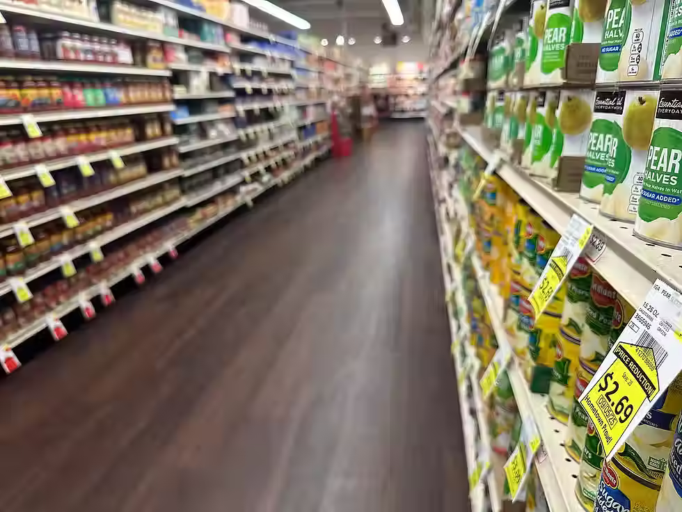 A grocery aisle at Foodland IGA on June 19, 2025. (Mark Sabbatini / Juneau Independent)