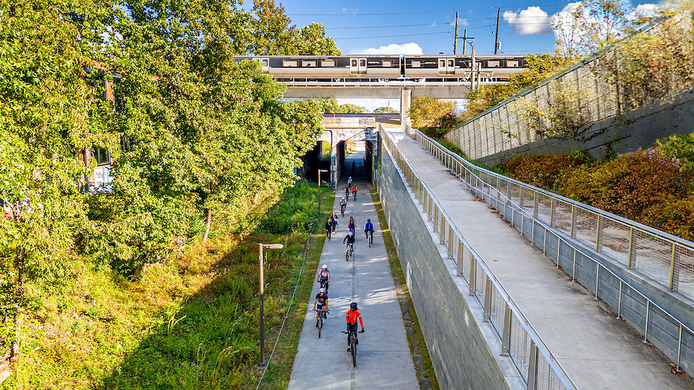 The Atlanta Beltline West End Trail runs under public transit rail tracks in Atlanta. A $65 million federal grant for the project was rescinded last year. President Donald Trump has targeted hundreds of millions of dollars in federal grants for biking and pedestrian projects. (Photo courtesy of Atlanta Regional Commission)