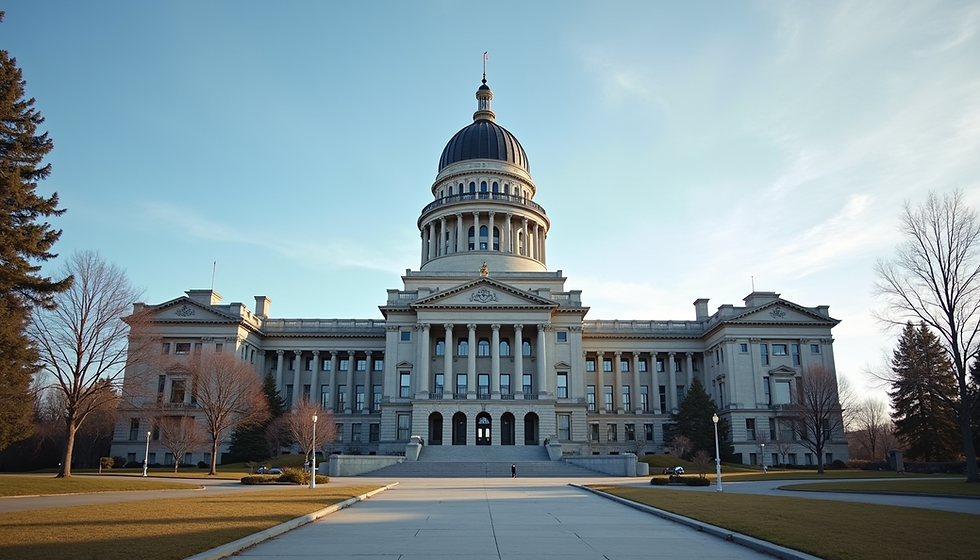 AI-generated image and caption: "Alaska State Capitol building in June 2024, showing the seat of state government"