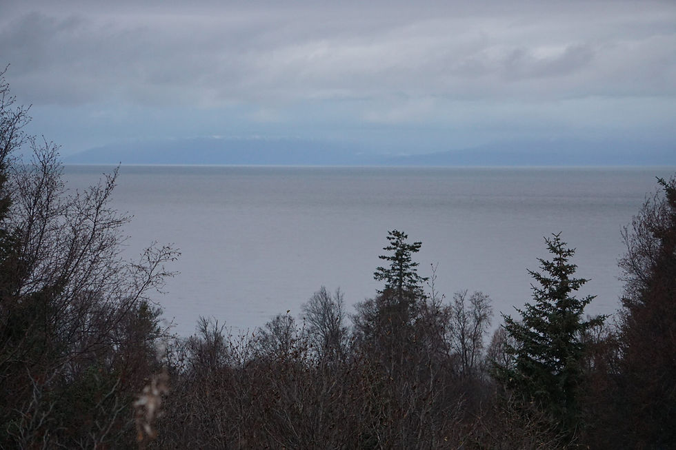 Cook Inlet near Clam Gulch is seen on Oct. 23, 2025. (Yereth Rosen/Alaska Beacon)
