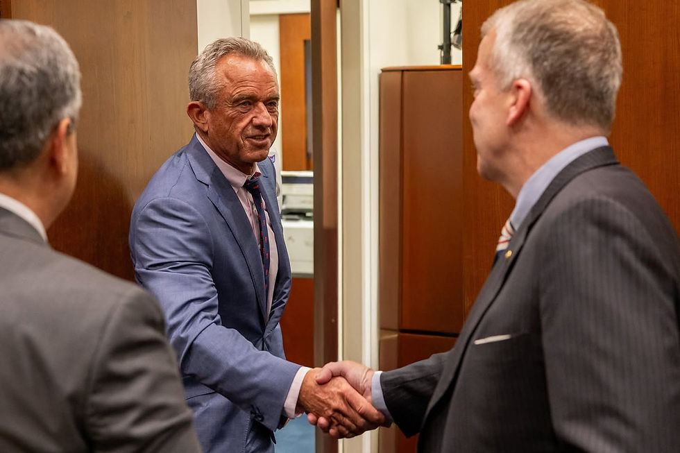 U.S. Health Secretary Robert F. Kennedy Jr., center, meets with U.S. Sen. Dan Sullivan, R-Alaska, on Dec. 18, 2024. (Official photo from office of U.S. Sen. Dan Sullivan)