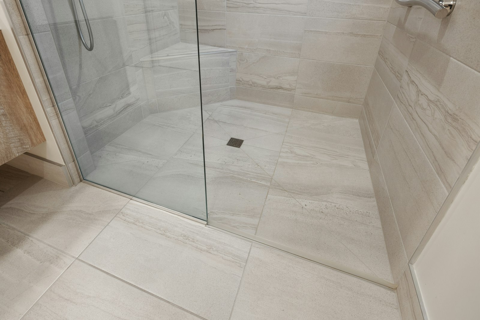 Tiled bathroom floor, a common place to spot house centipedes