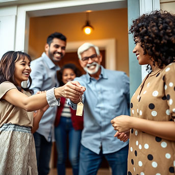 A picture with a family happily getting keys to their new home..jpg