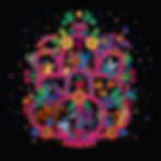 multi color design with Mexican flowers and birds on front of shirt