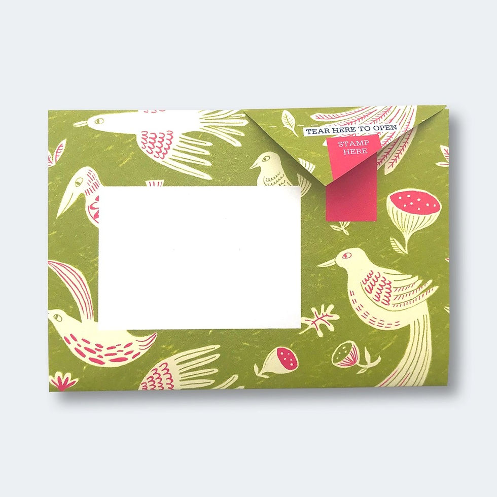 Thumbnail: card front showing address area with bird images