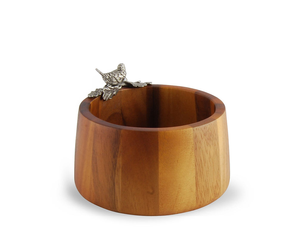 Thumbnail: Songbird Acacia and Pewter Salad Bowl Set