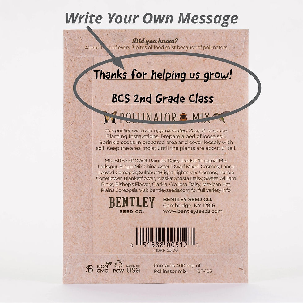 Thumbnail: back of seed packet with list of pollinator friendly seed list