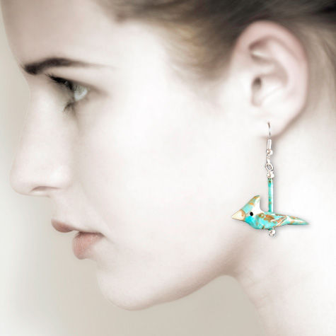 Thumbnail: Fetish Blue Jay Turquoise Earrings by Matt Mitchell
