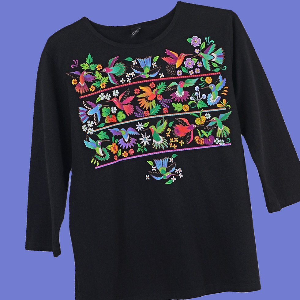 Thumbnail: Sabaku Hummingbird Huipil  3/4 Sleeve  Artwear T-Shirt