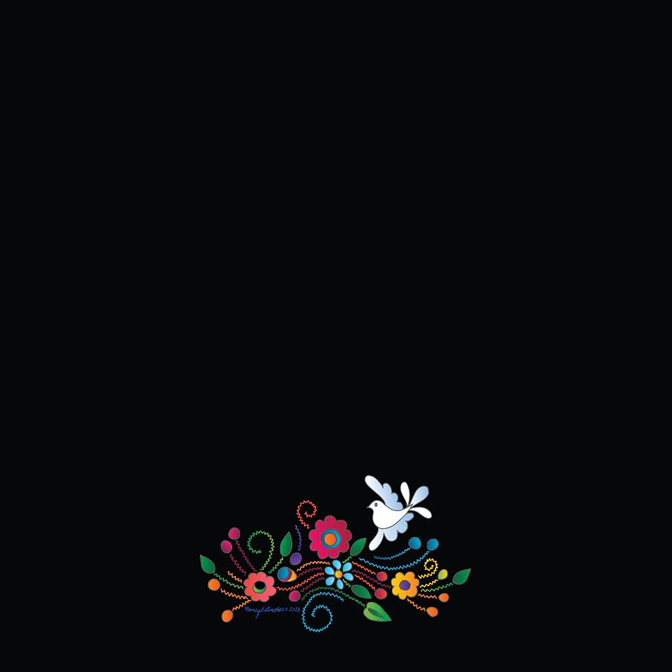 Thumbnail: bird and flowers image on black t-shirt