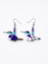 Hand Carved Fetish Hummingbird Purple Cotton Candy Dahlia Earrings Matt Mitchell
