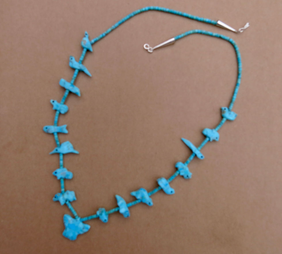 Thumbnail: Hand-Carved Turquoise Animals Small Fetish Necklace by Matt Mitchell
