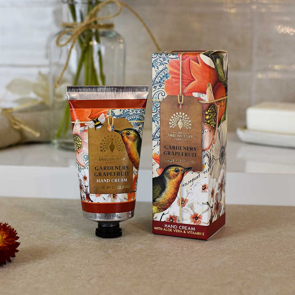 Thumbnail: Box and tube of hand cream with illustration of bird