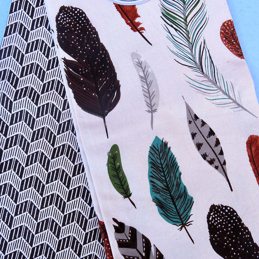 Thumbnail: Set of Two Kitchen Dish Towels - Feather Pattern