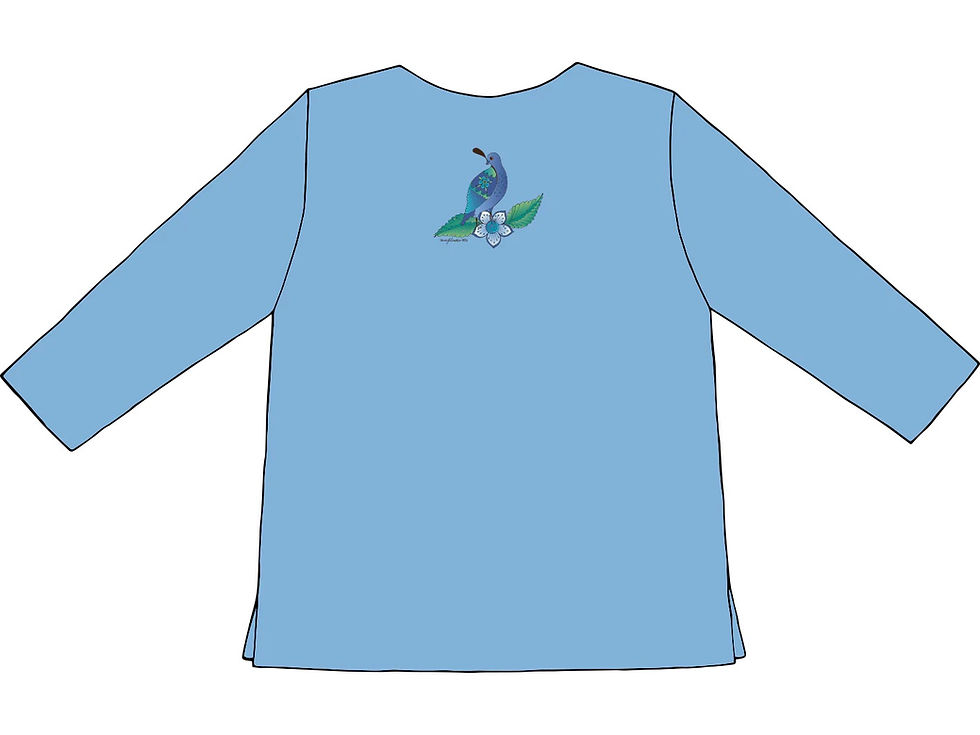 Thumbnail: Quail Blue Sky T-shirt 3/4 Sleeve Style by Sabaku