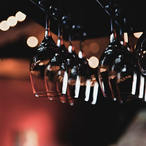 Wine Glasses Hanging from Rack