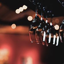 Wine Glasses Hanging from Rack