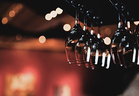 Wine Glasses Hanging from Rack