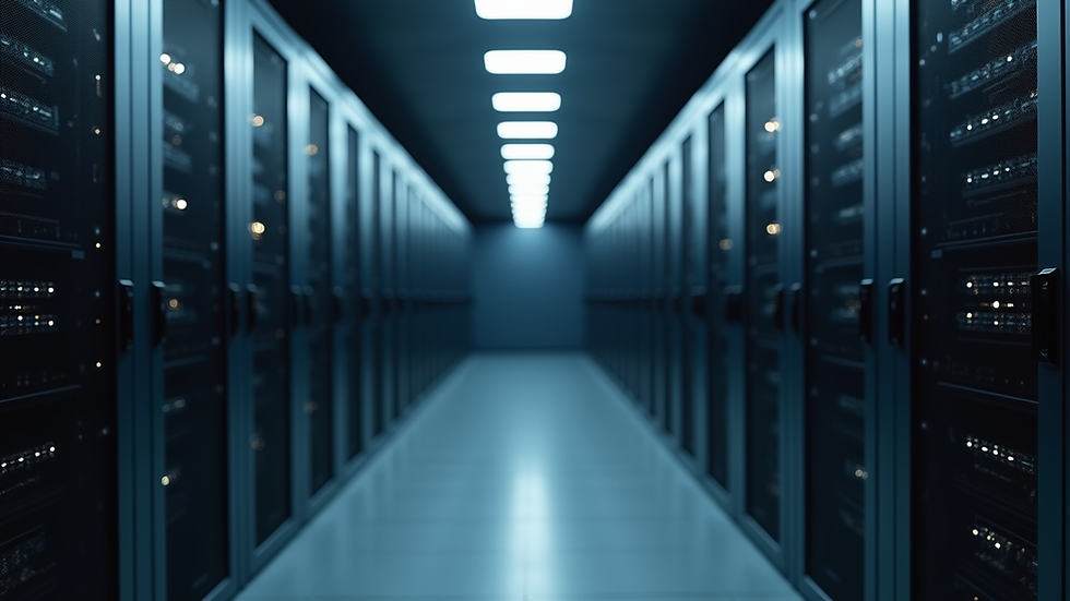 Eye-level view of a secure server room with advanced security systems