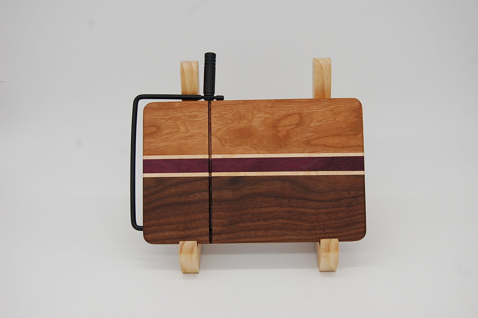 Thumbnail: Rustic Rhythm Cheese Slicer – Walnut, Cherry & Maple Handmade Board