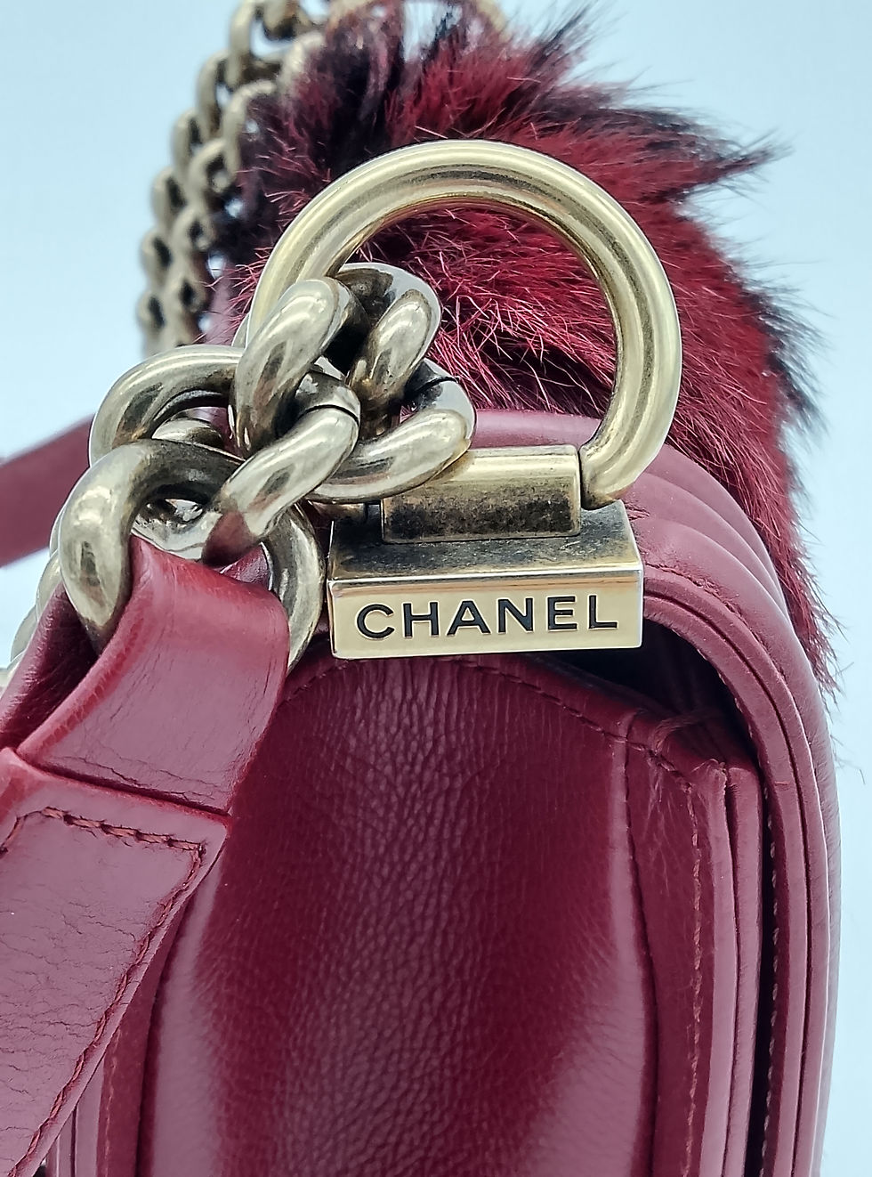 Thumbnail: Chanel Red Quilted Calfskin and Horsehair Boy Bag
