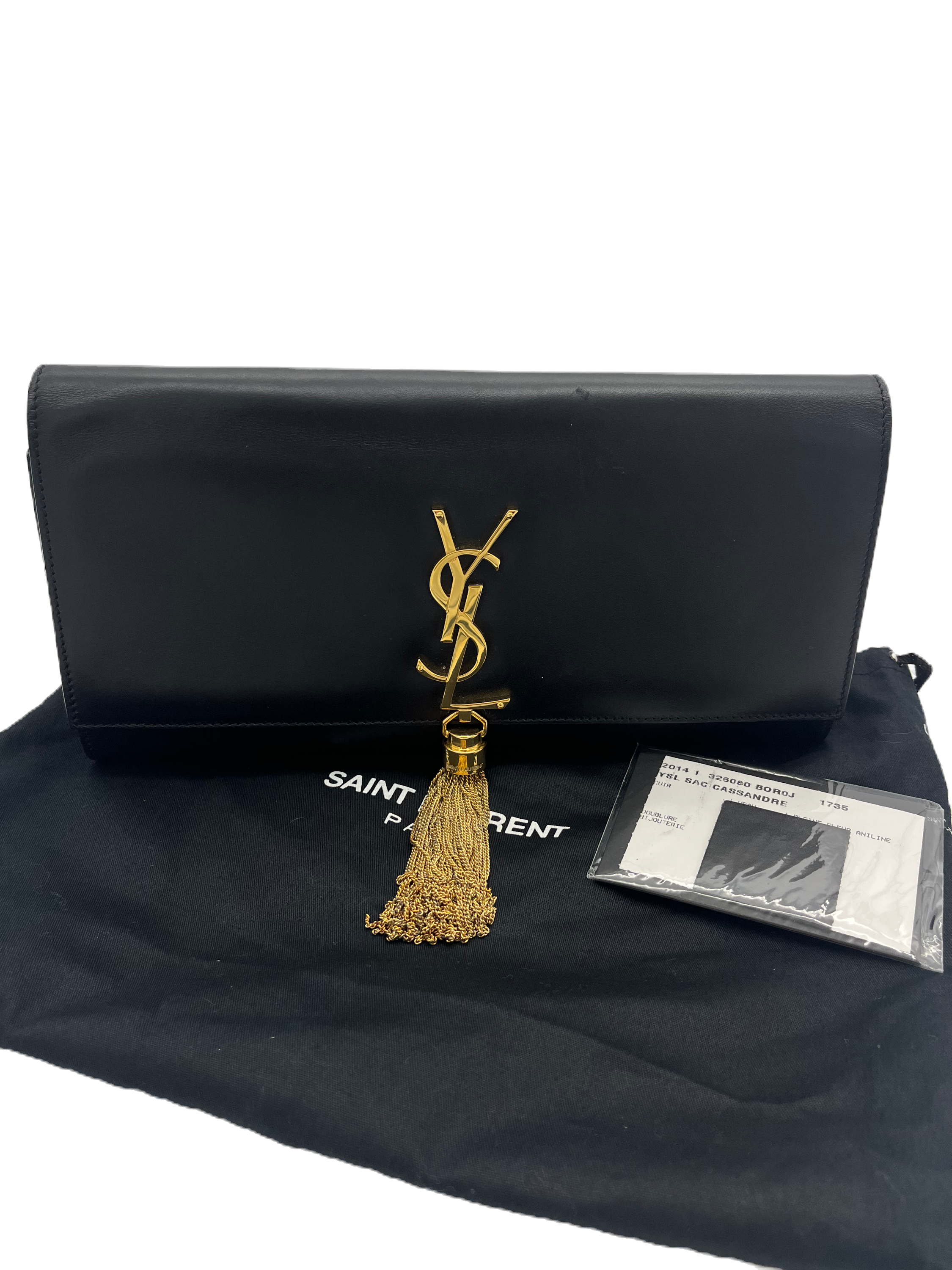 Saint Laurent Black Leather Kate Tassel Clutch image 6