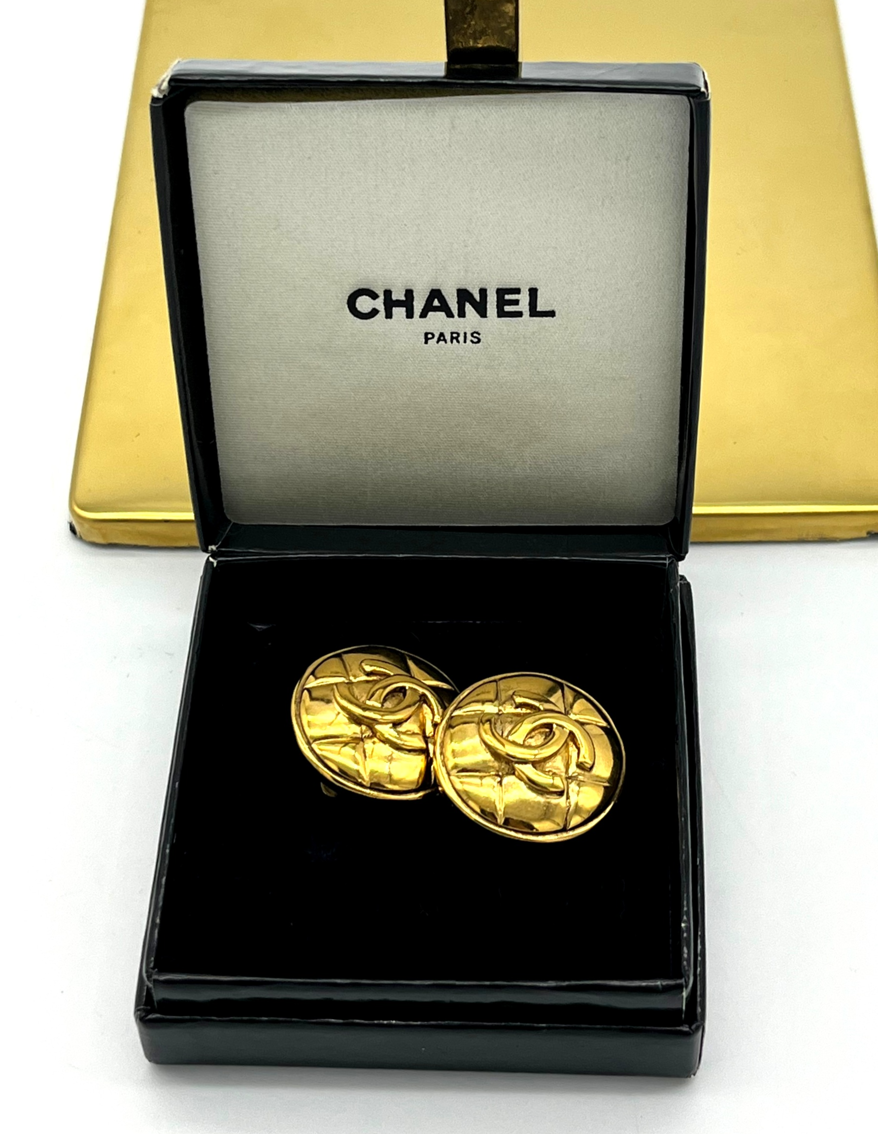 Chanel Quilted CC Vintage Clip-on Earrings 1980’s — pre-loved Chanel at The Handbag Room Australia