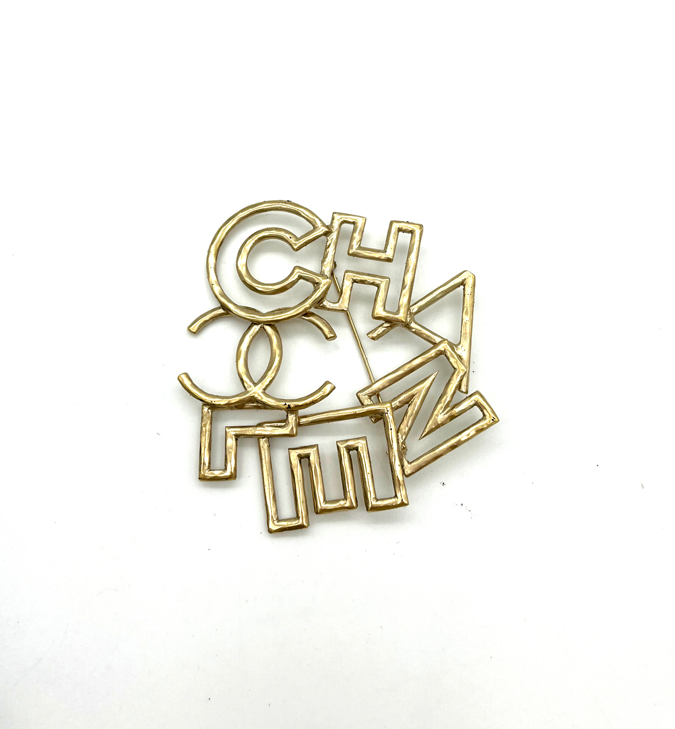 Chanel Spring-Summer 2015 Text Brooch — pre-loved Chanel at The Handbag Room Australia
