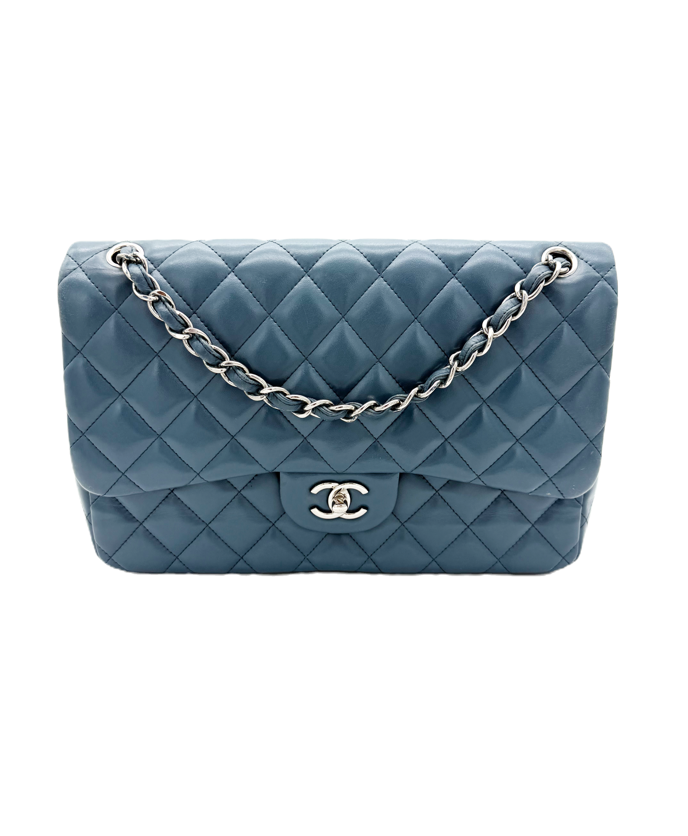 Chanel Jumbo Classic Flap Light Blue Lambskin Double Flap 30cm Authentic — pre-loved Chanel at The Handbag Room Australia