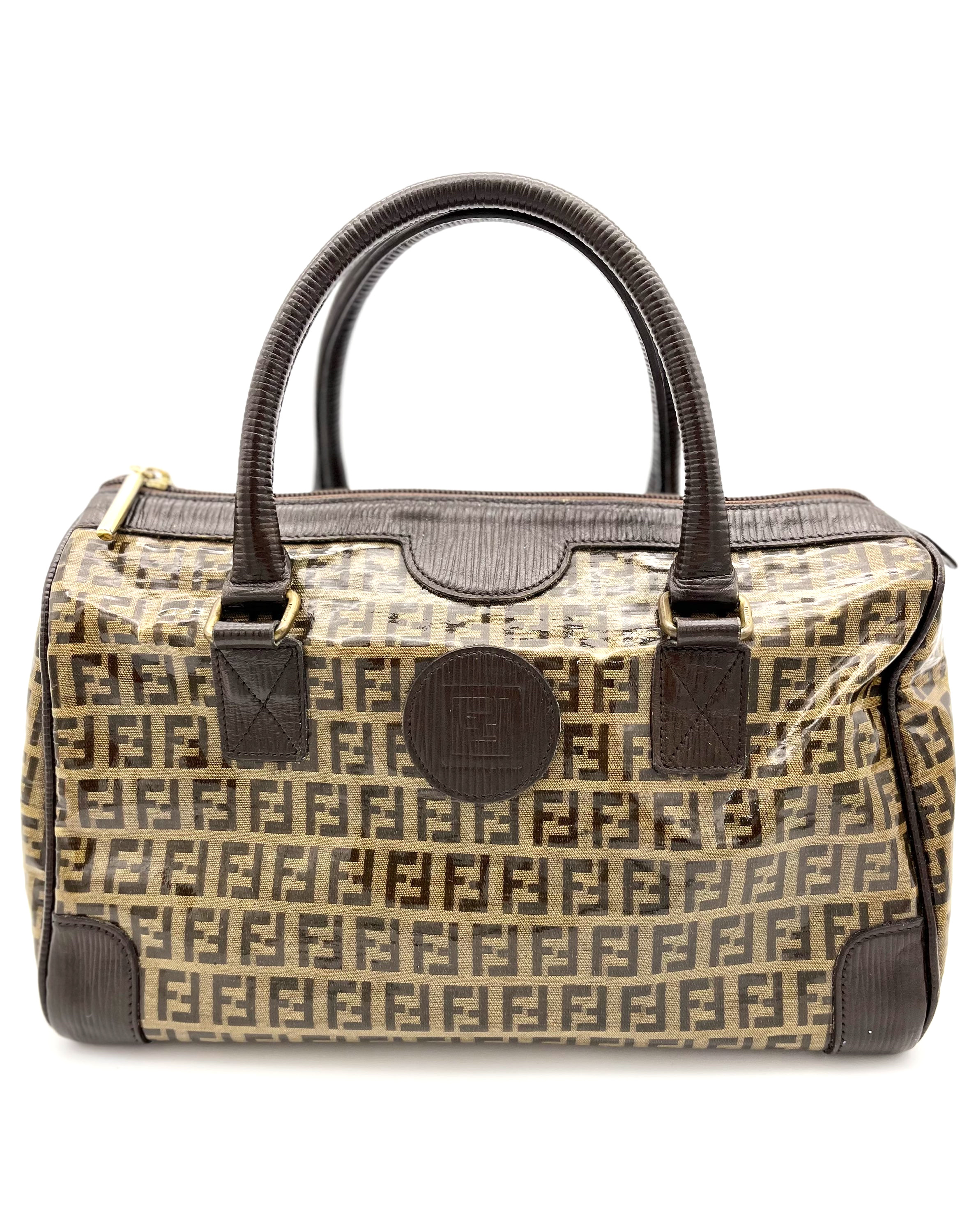 Fendi Zucca Tan Speedy Boston Handbag — pre-loved Fendi at The Handbag Room Australia