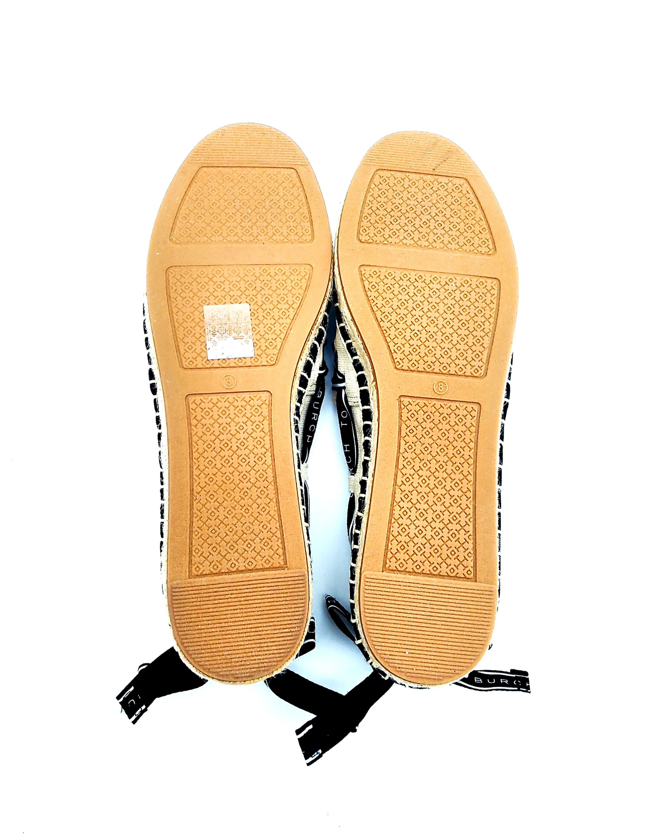 Tory Burch Logo Grosgrain Espadrilles Canvas Logo Herringbone