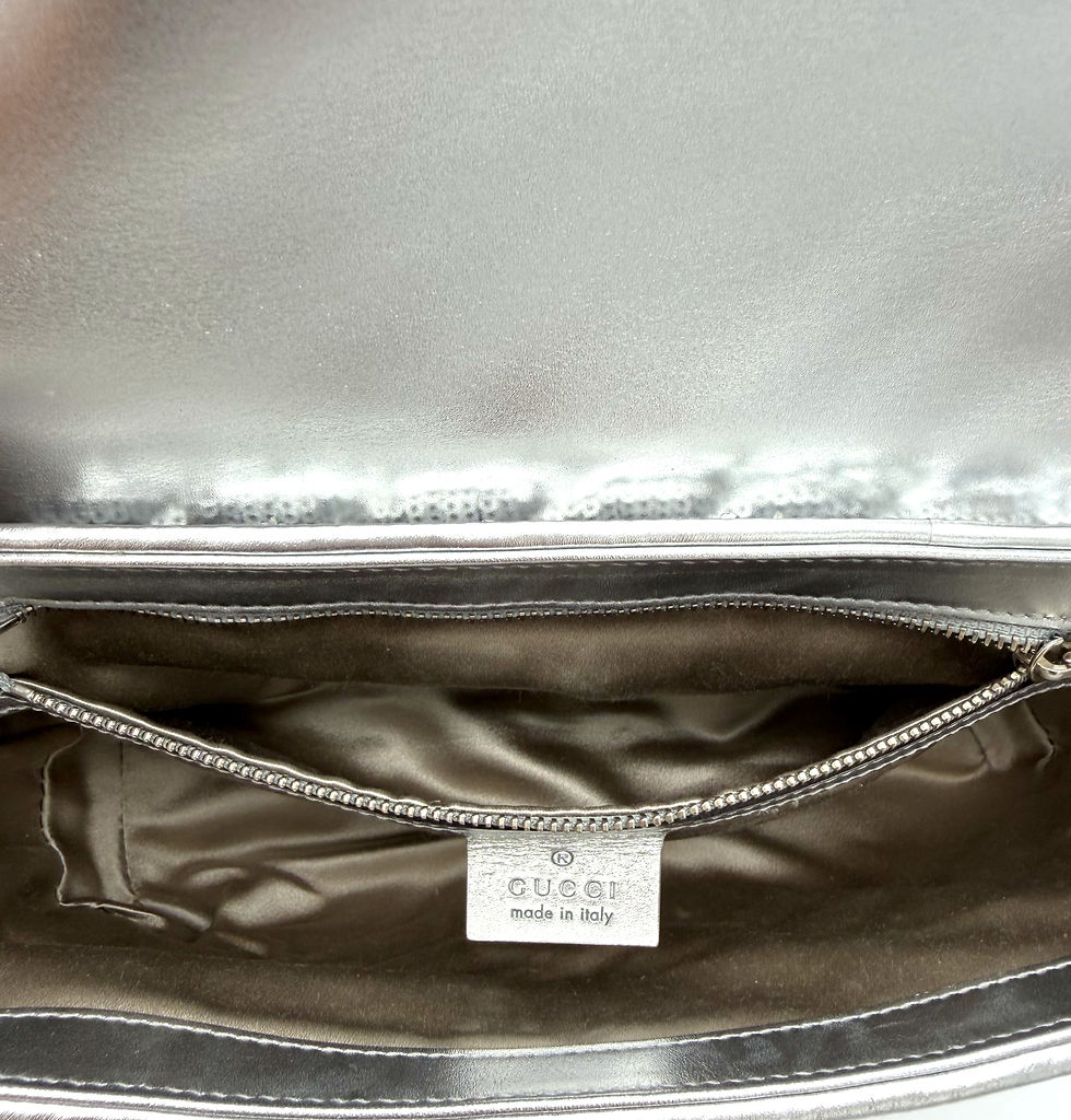 Thumbnail: Gucci Sequin Matelasse Small GG Marmont Shoulder Bag Silver