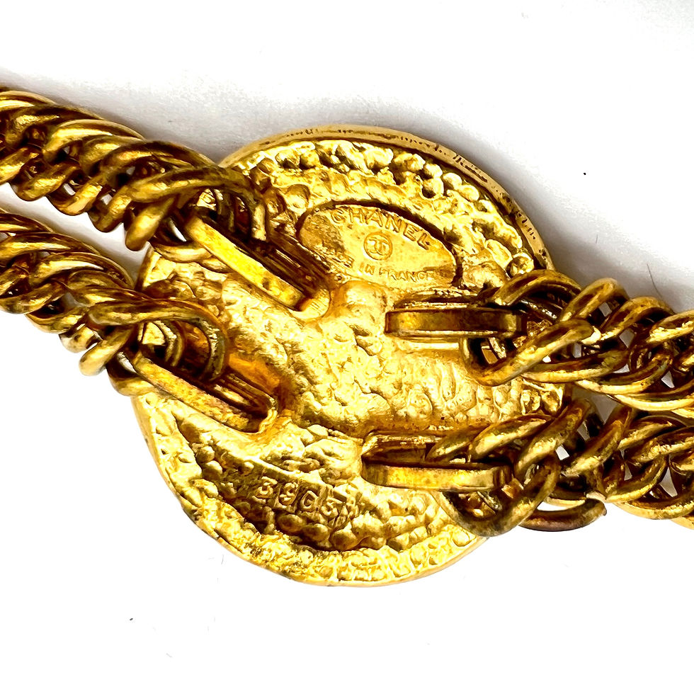 Thumbnail: Vintage 80’s CHANEL Gold Plated Big Medallion Crest Necklace