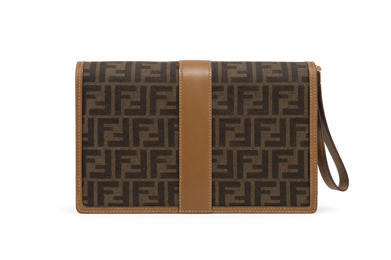 Fendi Zucca FFLogo Canvas & Leather Clutch/Messenger Bag Brown
