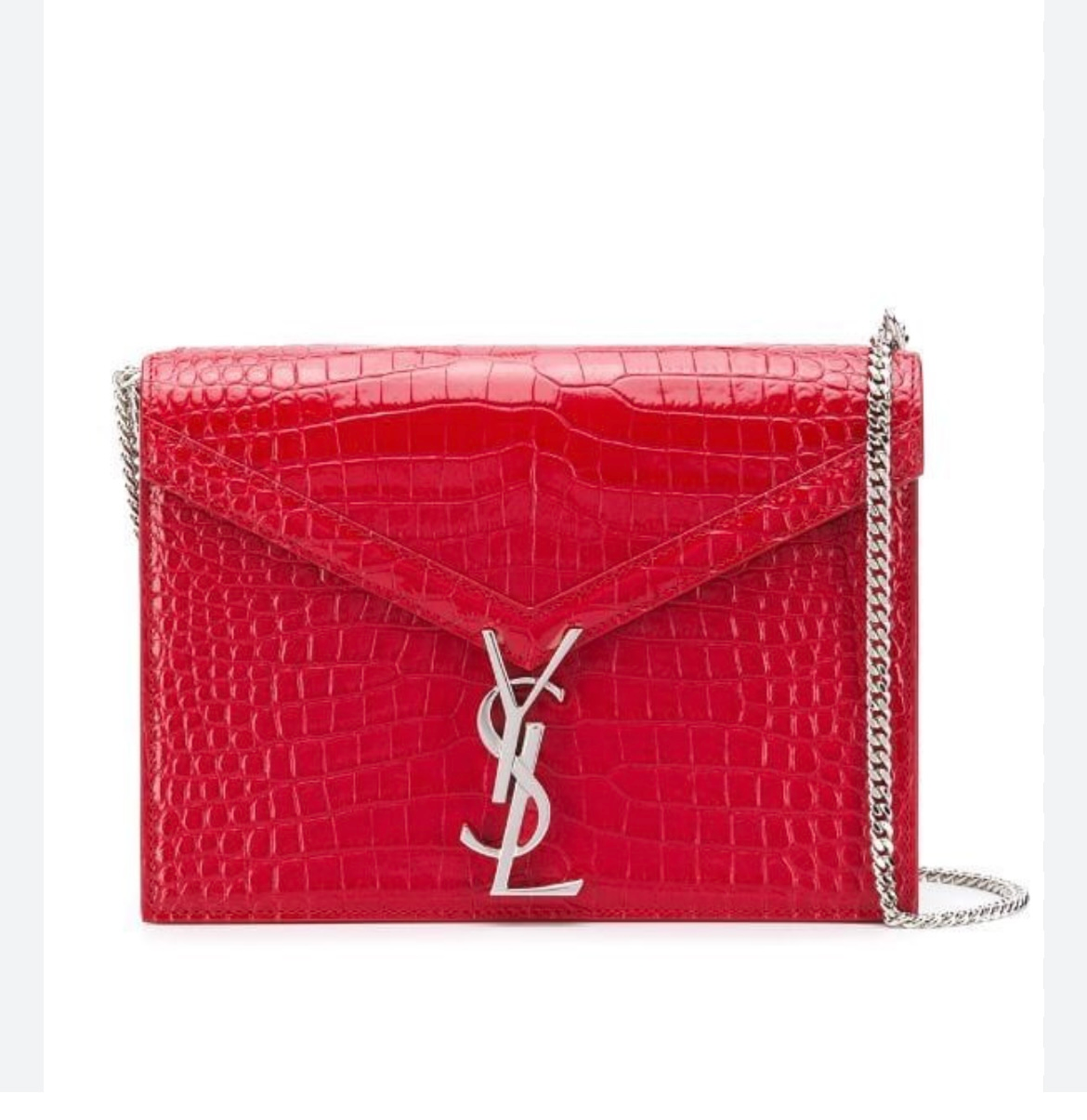 YSL Cassandra  Red Croc Leather Medium Shoulder Bag for Women — pre-loved Saint Laurent at The Handbag Room Australia