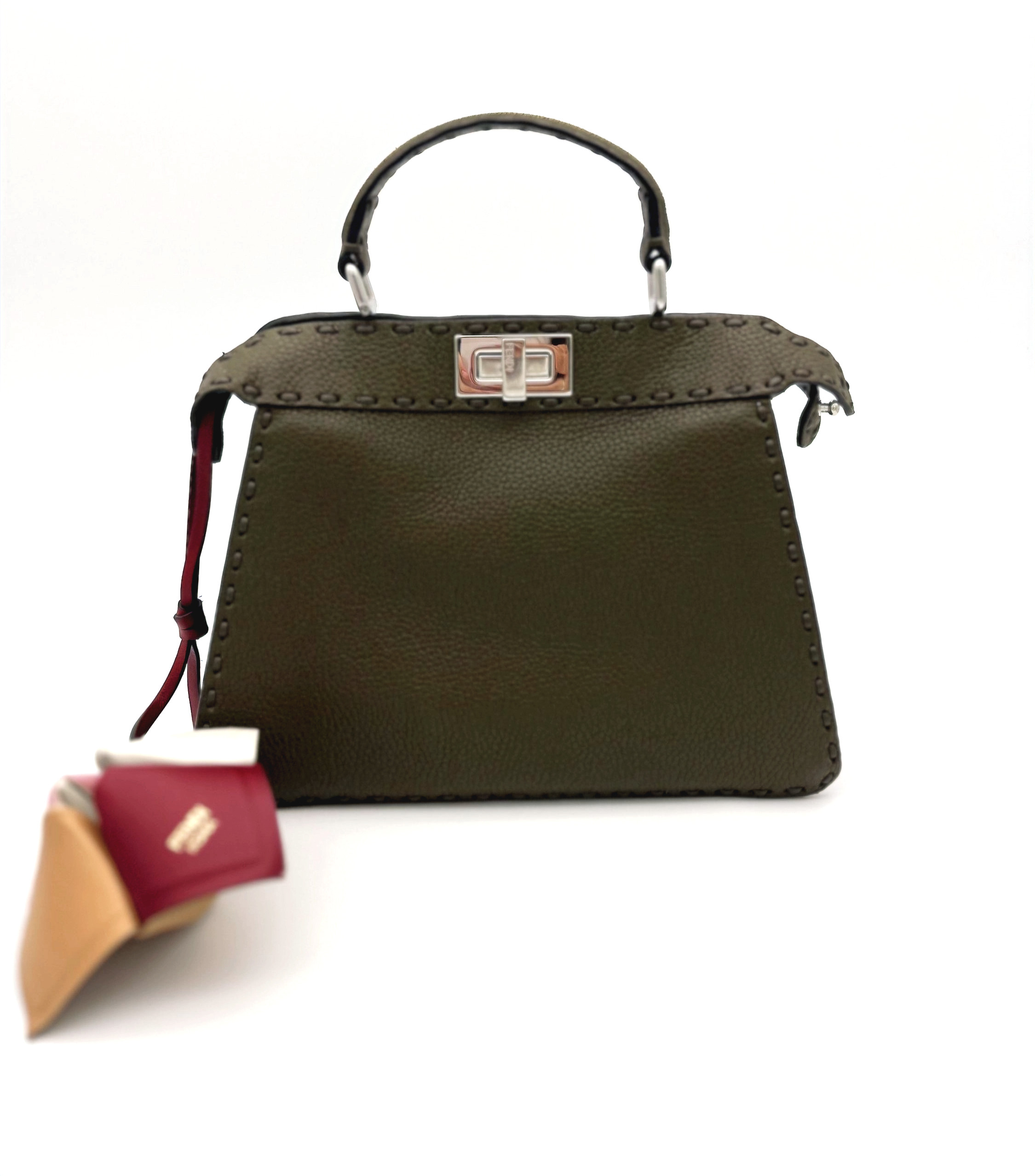 Fendi Peekaboo Mini Green Selleria bag with 220 hand-sewn topstitches — pre-loved Fendi at The Handbag Room Australia