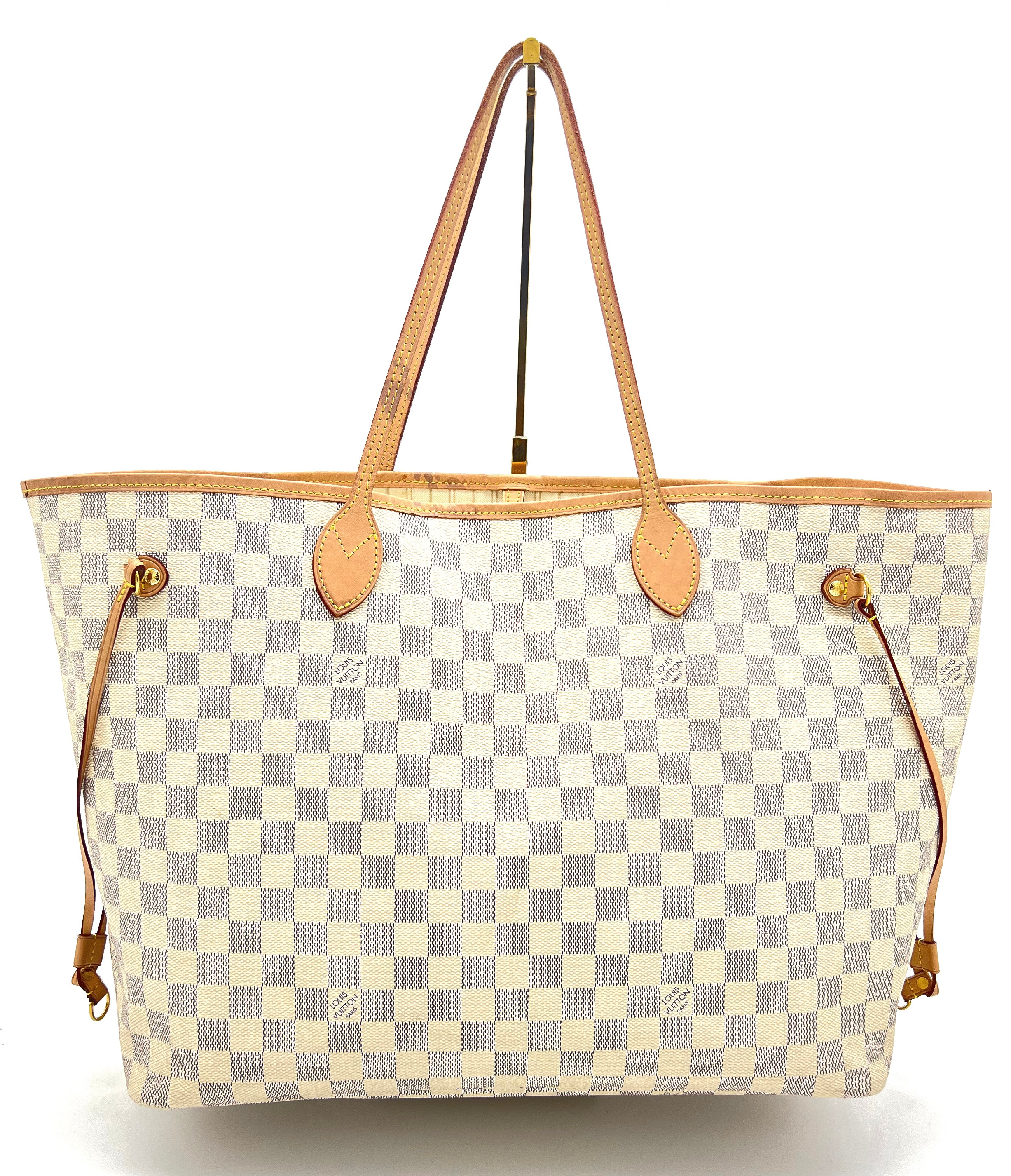 Louis Vuitton Damier Azur Neverfull MM Tote Bag Shoulder Bag White — pre-loved Louis Vuitton at The Handbag Room Australia