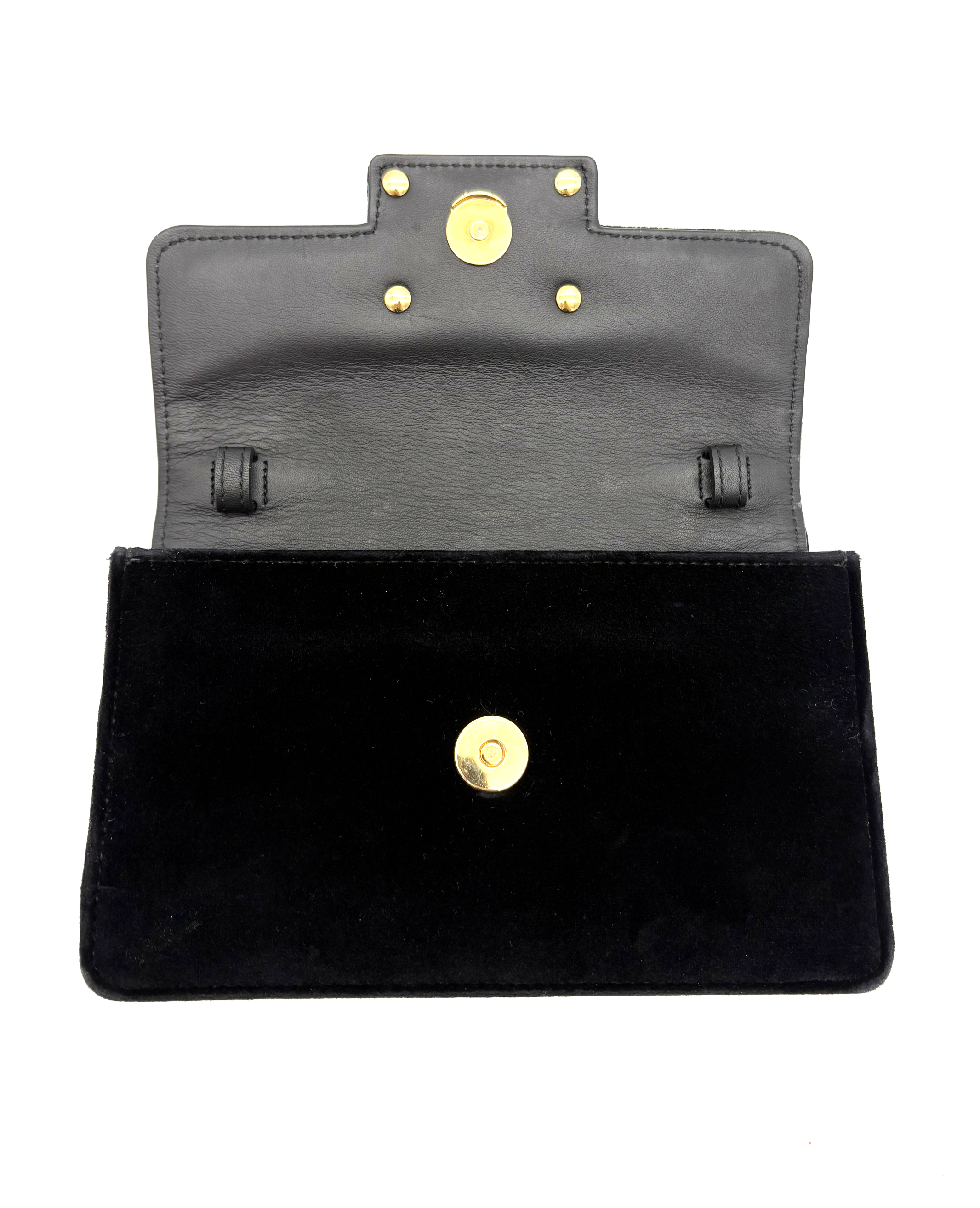 Gucci Velvet Broadway Crystal G Shoulder Bag Black (SHW)