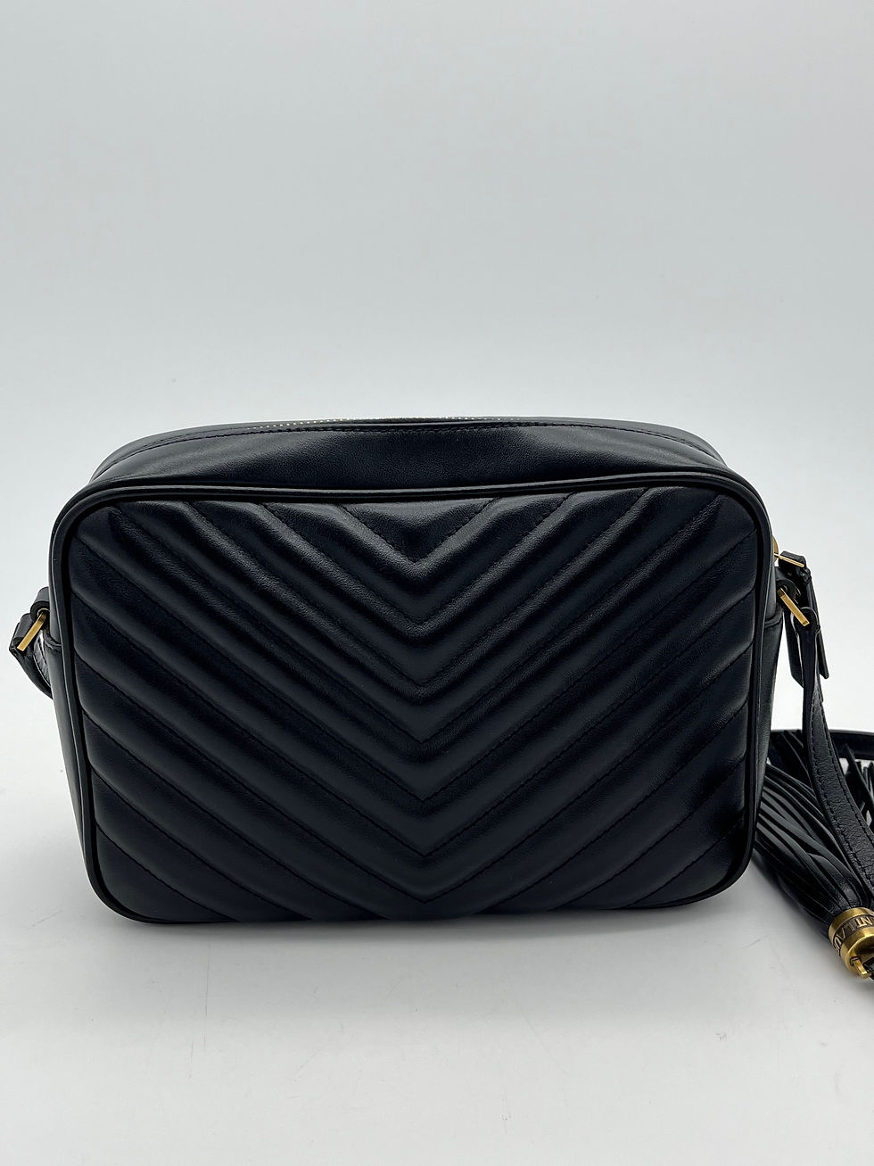 Thumbnail: Black YSL Saint Laurent Lou Zip-Up Quilted Crossbody Bag, Medium