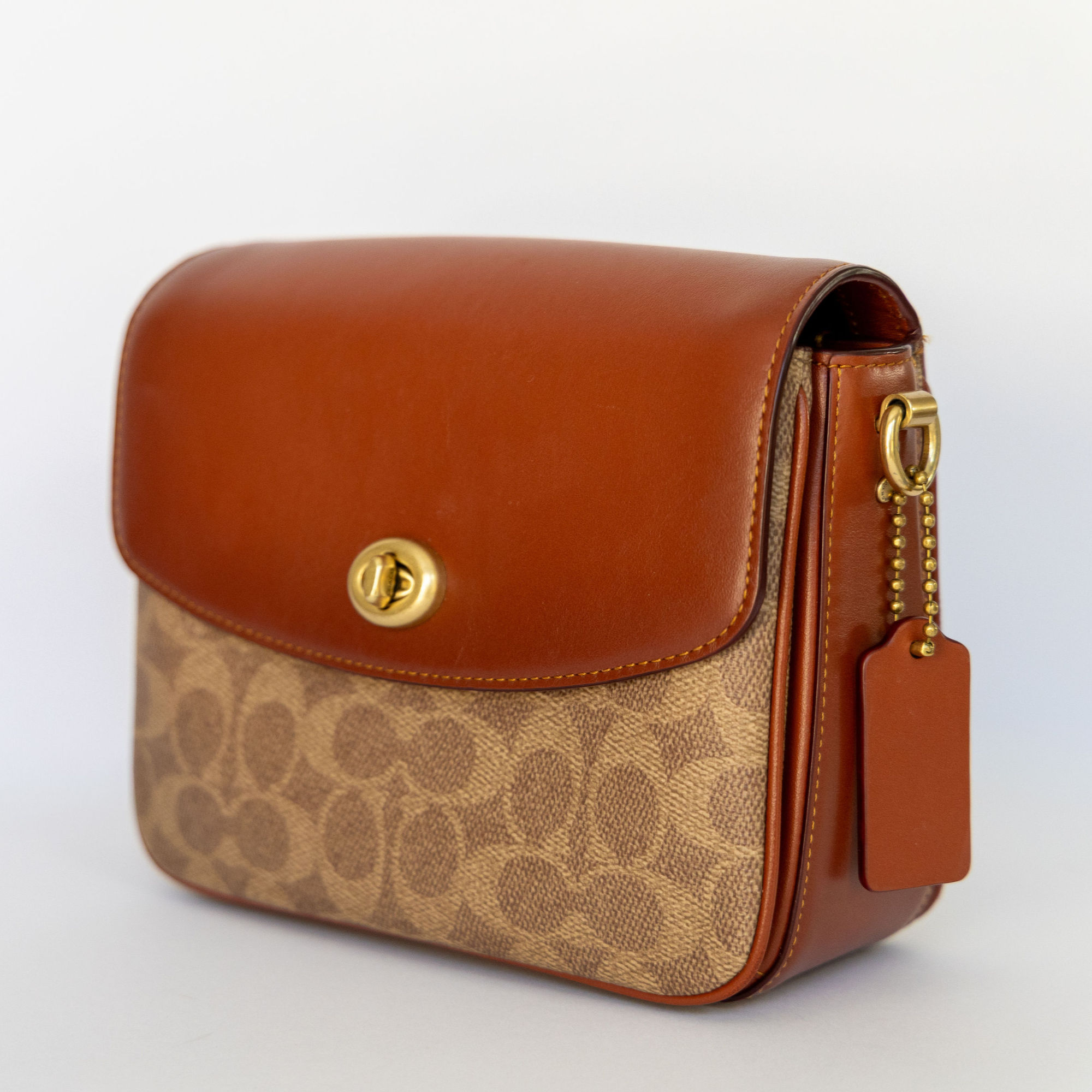 New Coach Signature Cassie Coated Canvas & Leather Logo Crossbody Bag