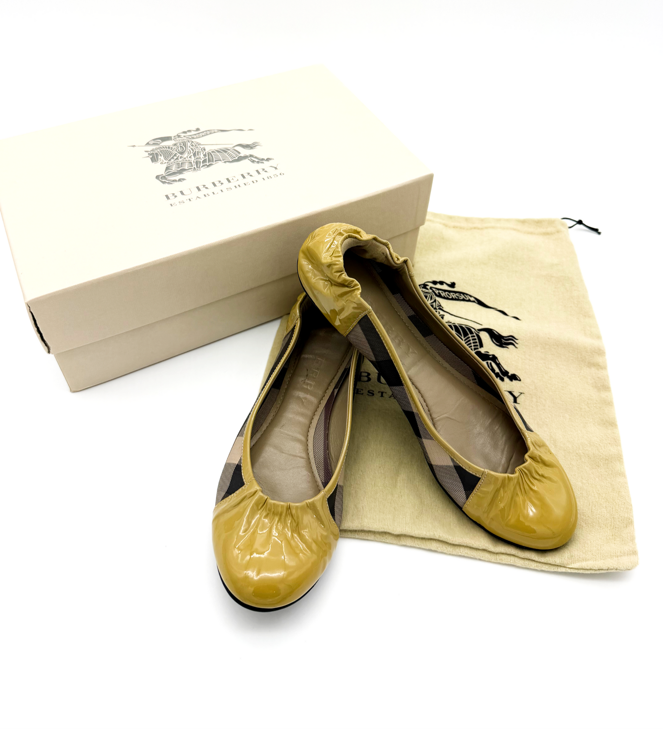 Burberry Patent Nova Check Scrunch Ballet Flats image 4