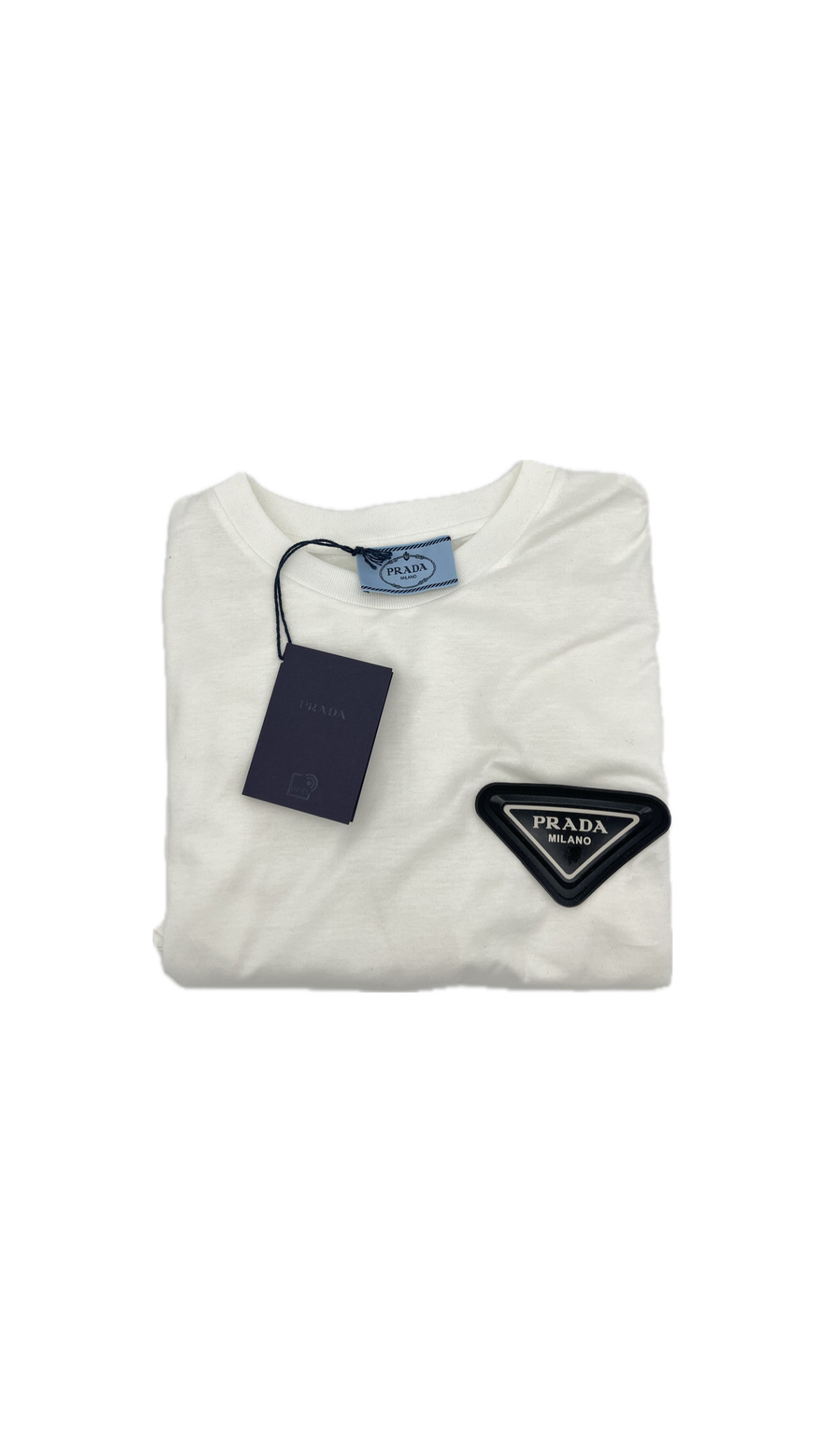 Prada Logo Patch T-shirts — pre-loved Prada at The Handbag Room Australia