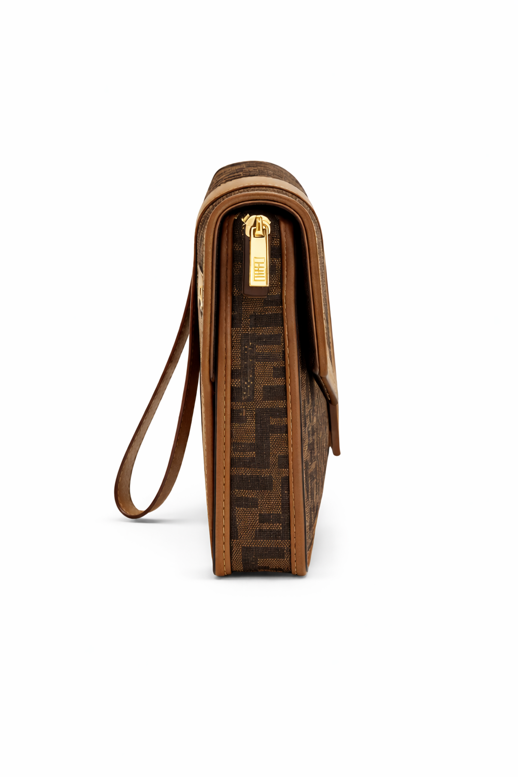 Fendi Zucca FFLogo Canvas & Leather Clutch/Messenger Bag Brown