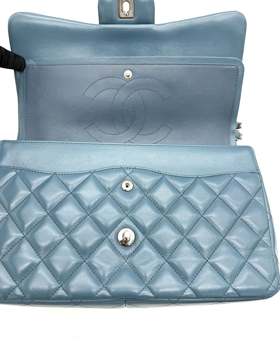 Thumbnail: Chanel Jumbo Classic Flap Light Blue Lambskin Double Flap 30cm Authentic